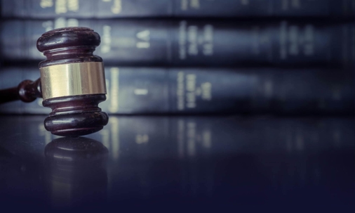 gavel next to law books